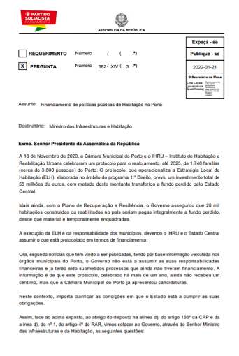 Financiamento de políticas públicas de Habitação no Porto