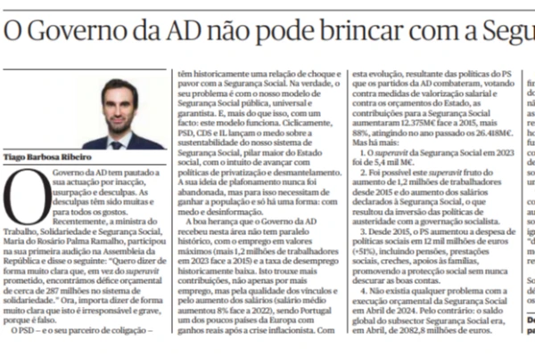 O Governo da AD não pode brincar com a Segurança Social (artigo)
