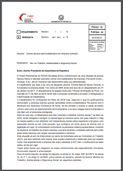 Situação laboral de trabalhadora da corticeira Fernando Couto